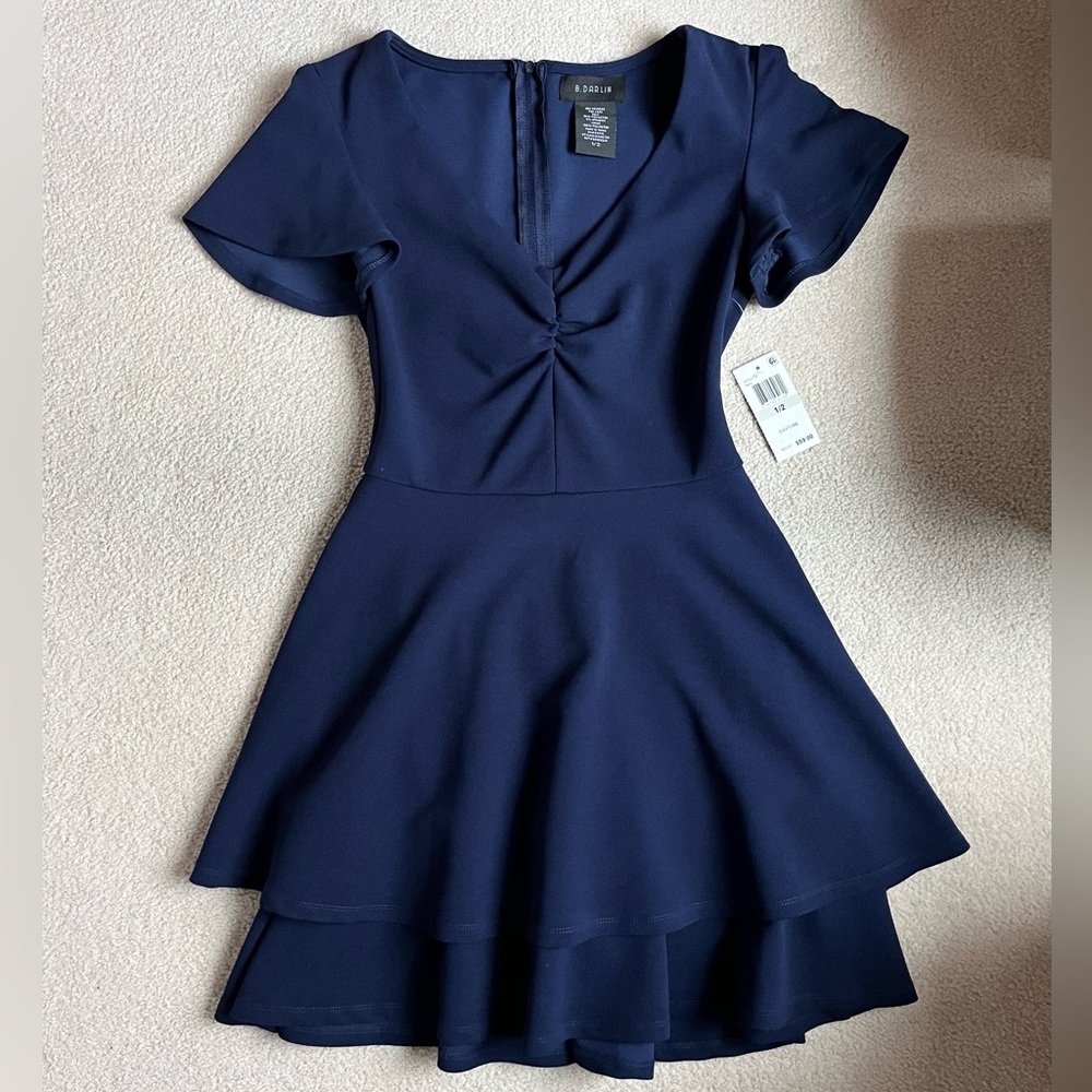 B. Darlin Navy Blue Short Sleeve Dress